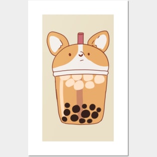 boba Corgi illustration Posters and Art